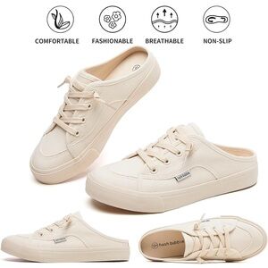 Cream Slip-On hash bubbie Women's Mules Comfortable Slip on Sneakers